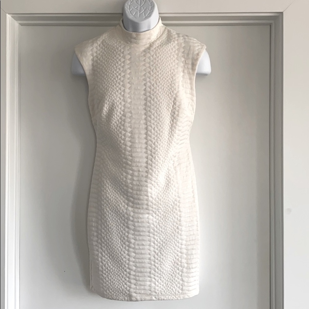 Bar III white mock turtle neck dress sheath NEW
